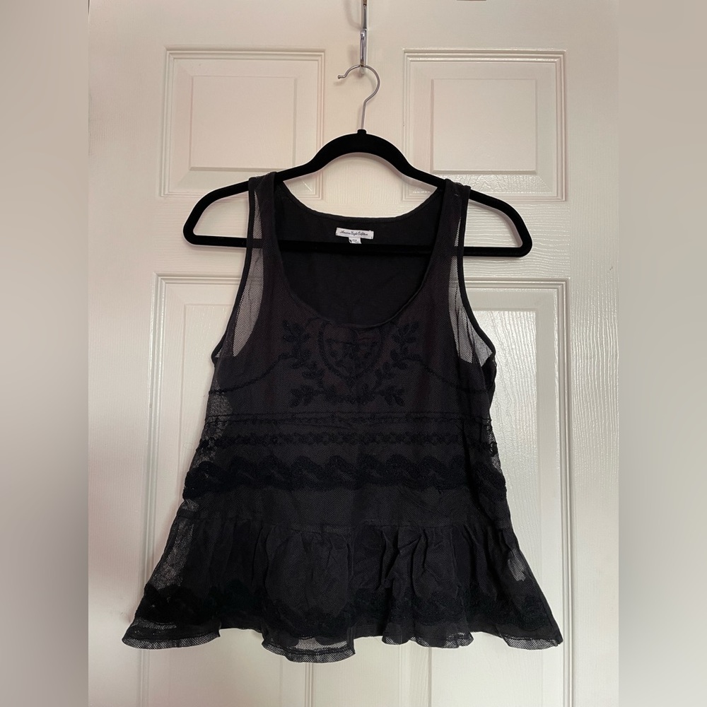Black see-through front tank top